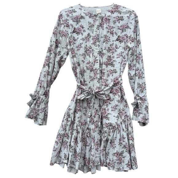 LA VIE REBECCA TAYLOR Veronique Ruffle Dress Cottagecore Womens Large Floral - Picture 1 of 4